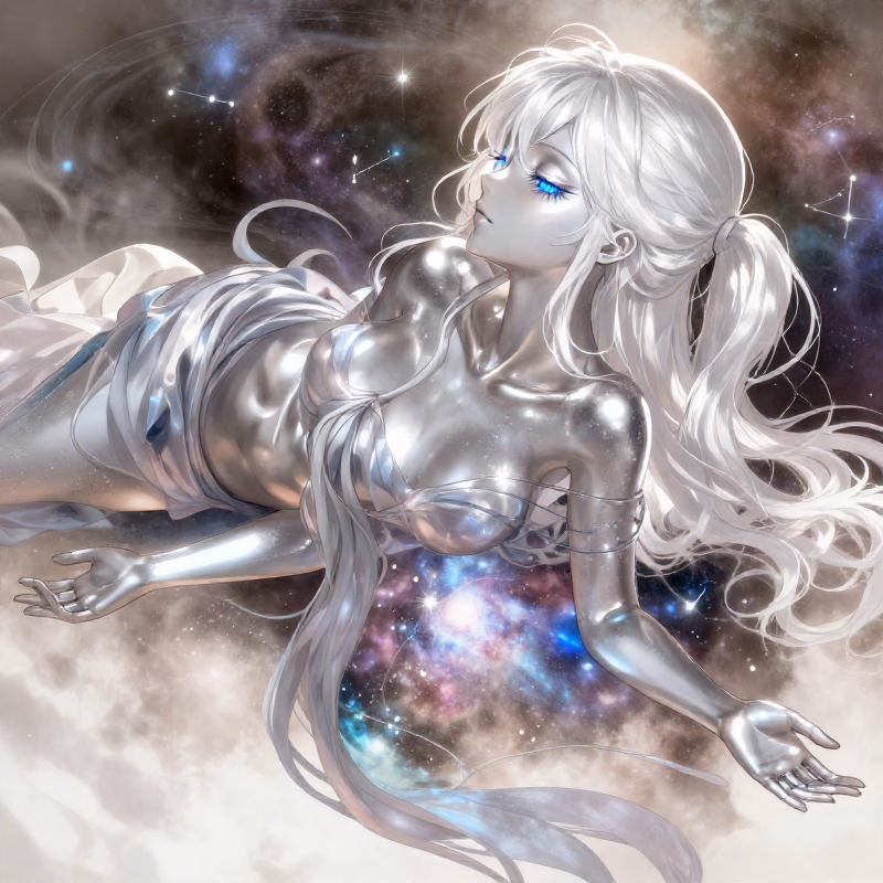 Silver Pepsi Woman's moment - contemplative