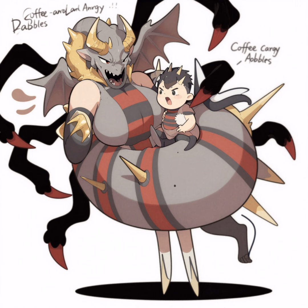 Giratina-Coffee and Angry Babbles - A draconic Pokémon girlfriend with a short temper and an insatiable need for morning affection, curr